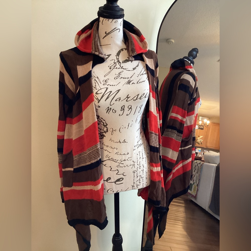 Say What? Multicolor Striped Hooded Cardigan
